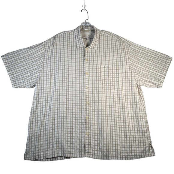Tommy Bahama Mens Button Up Camp Shirt XXL Beige Plaid Tencel Outdoor Tropical - Picture 1 of 7